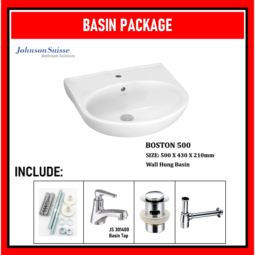 [package Set] Johnson Suisse Boston 500 Wall Hung Basin Set With 