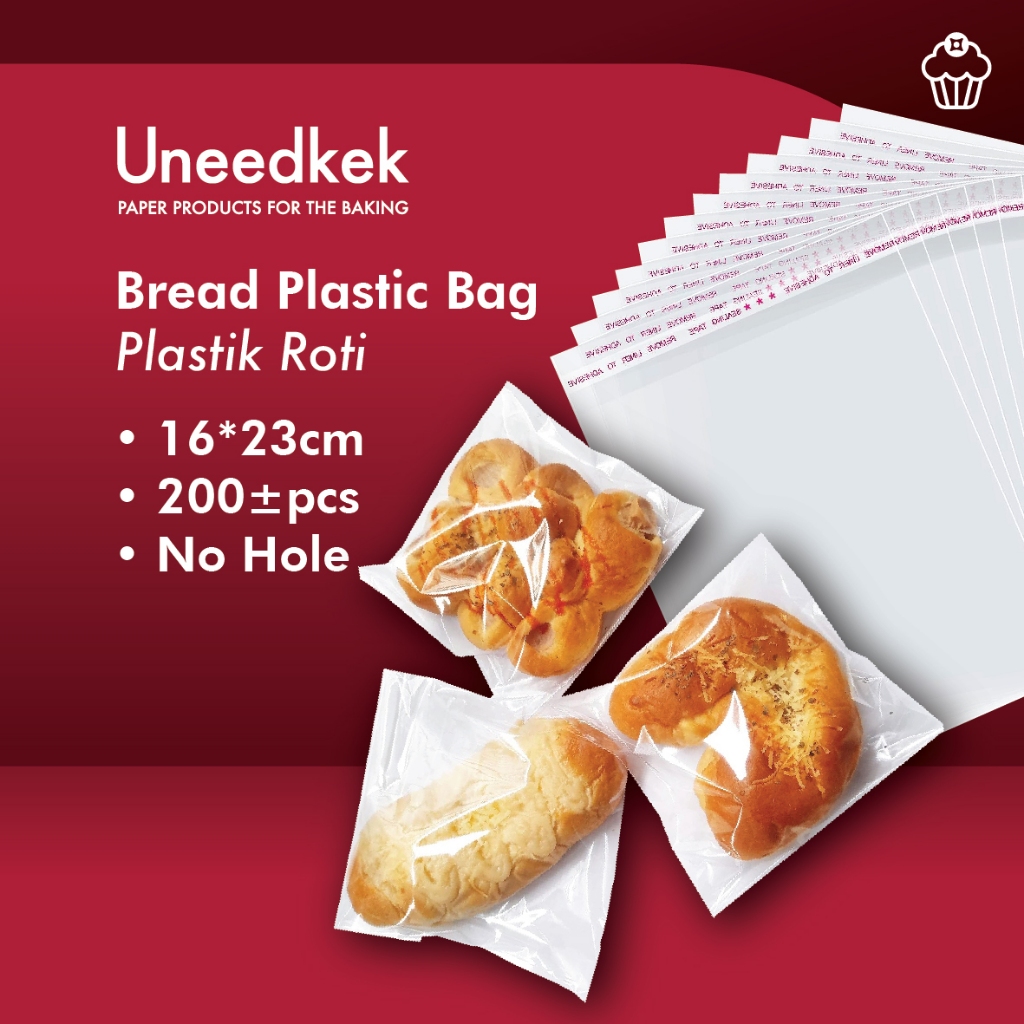 Uneedkek Plastik Roti OPP Self Adhesive Bakery Transparent Plastic Bag