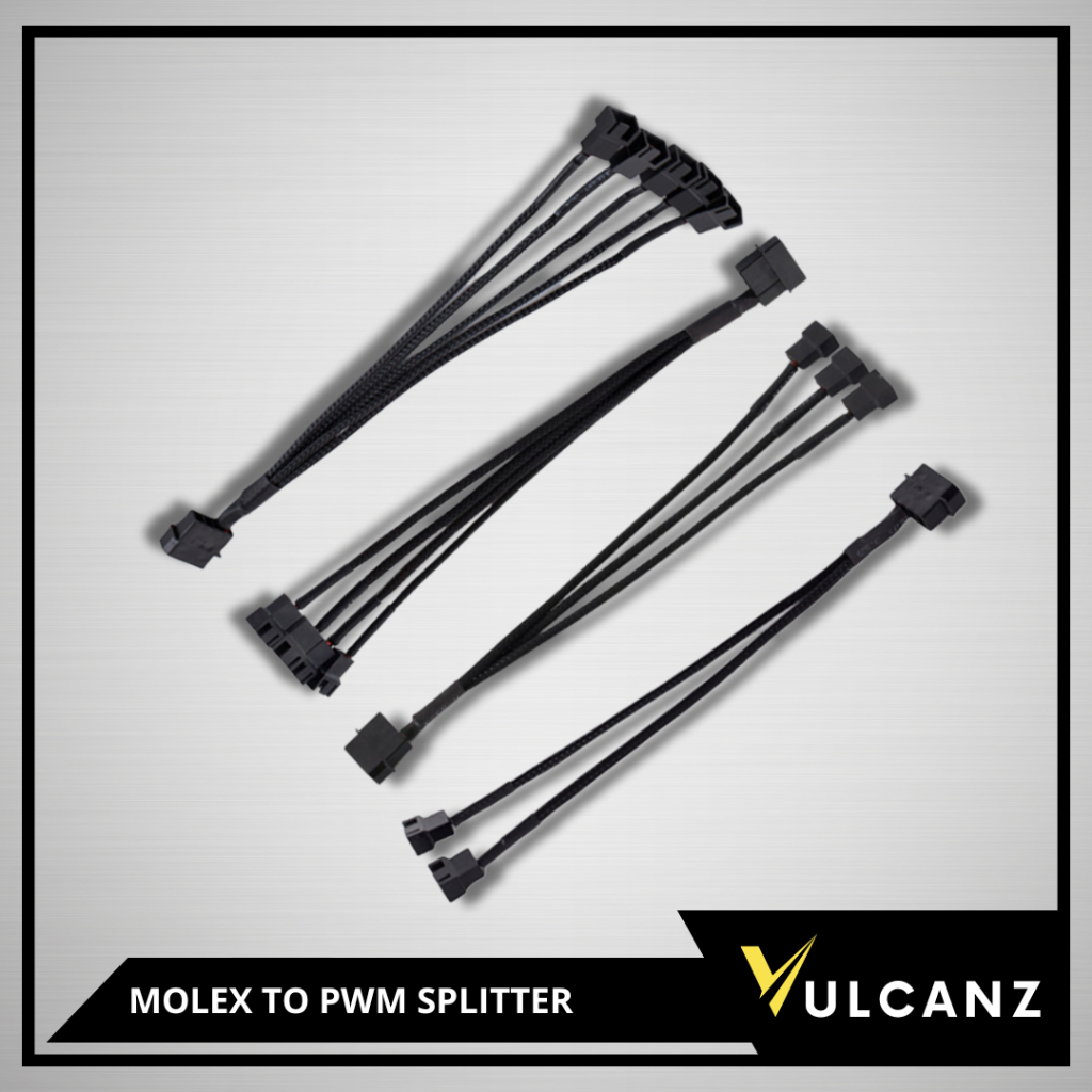 MOLEX TO PWM SPLITTER CABLE ADAPTER COMPATIBLE WITH 3-PIN AND 4-PIN PWM ...
