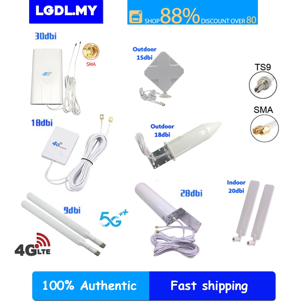Antenne 5G 4G LTE 18 DBi Omnidirectionnelle 600-6000 MHz – SMA/TS9, Amplificateur Signal Routeur, Hotspot, IoT, Maison Connectée