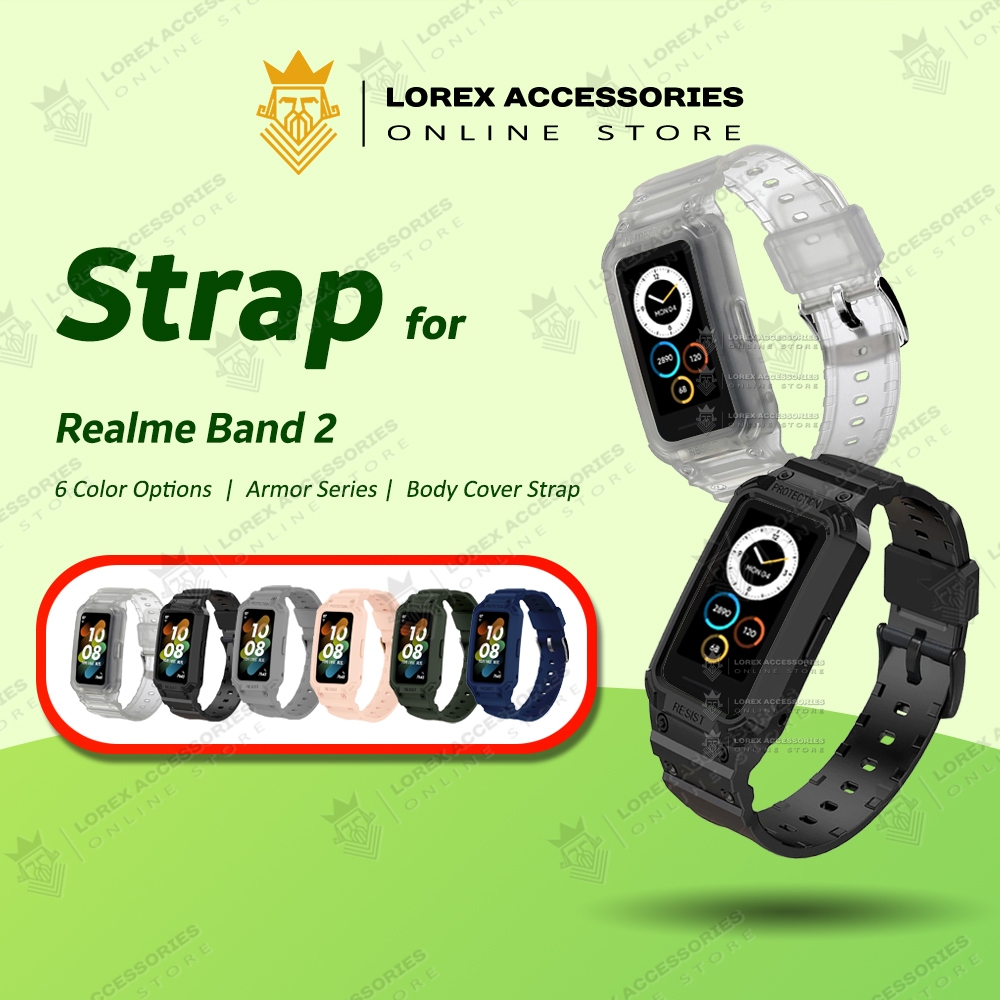 Strap for Realme Band 2, Armor Style, 6 Colors, 2in1 Body Cover Strap ...