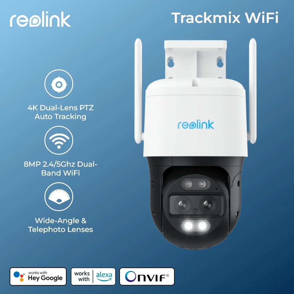 Reolink TrackMix WiFi 4K 8MP Dual Lens Outdoor Security Camera, PTZ ...