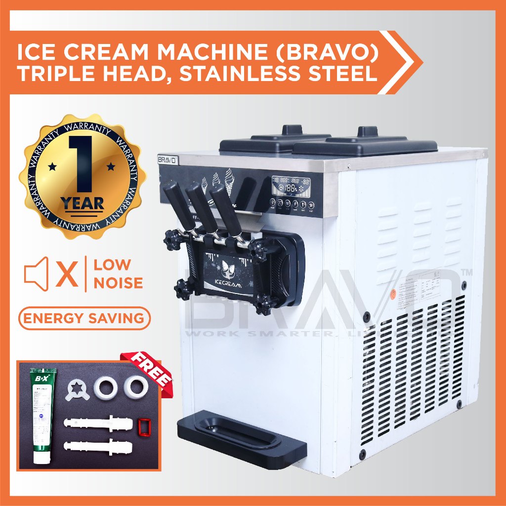 Bravo Soft Ice Cream Machine Triple Head Commercial 3 Flavor Special ...