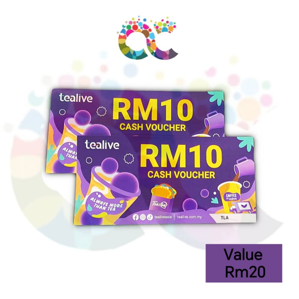 Tealive Physical Cash Voucher RM10*2pcs (Value RM20) (Exp 31 jul 2024 ...