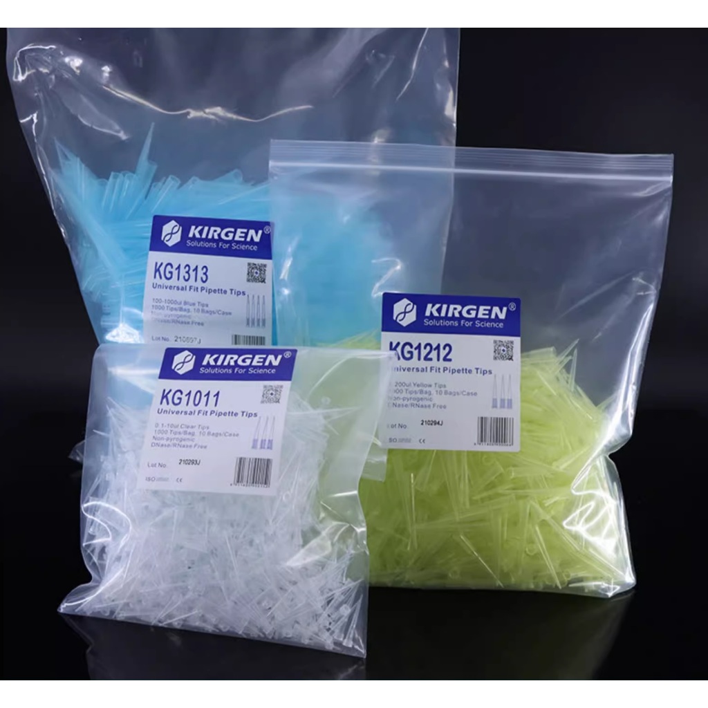 Kirgen universal fit pipette tips 10ul 200ul 1000ul bulk pack 1000 tips