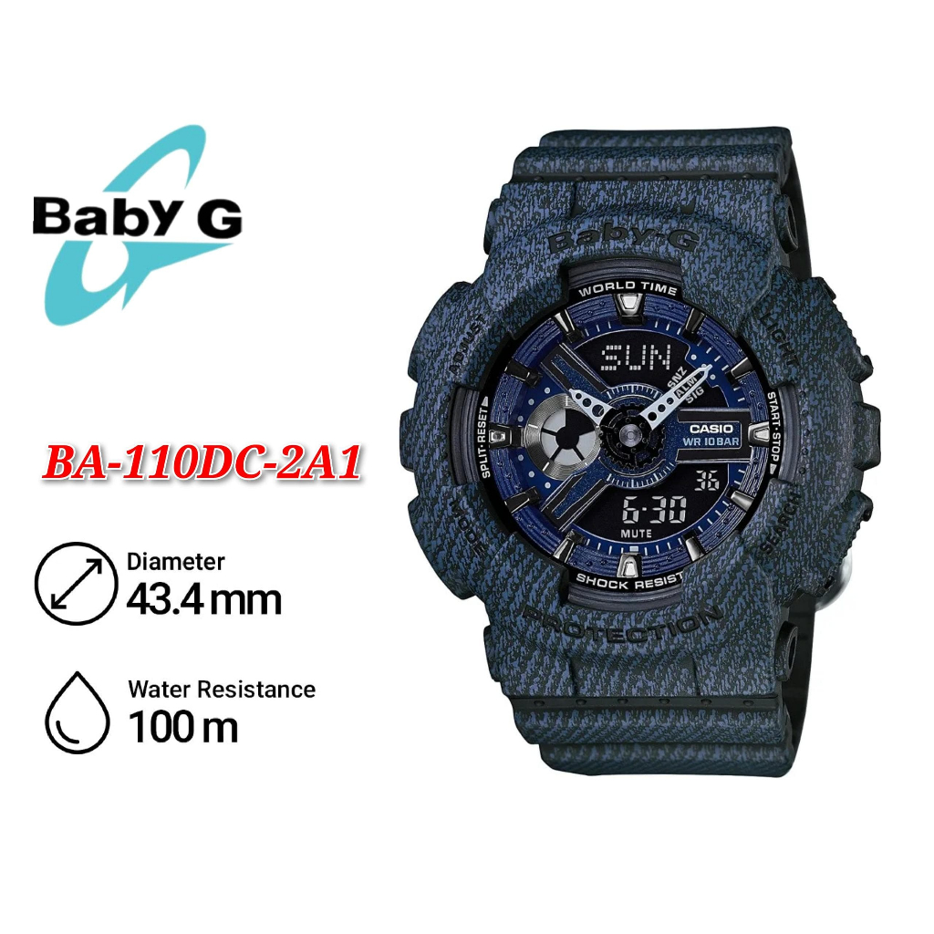 Casio Baby G BA 110DC 2A1 Standard Analog Digital Women s Denim Jeans Resin Watch BA 110 Shopee Malaysia