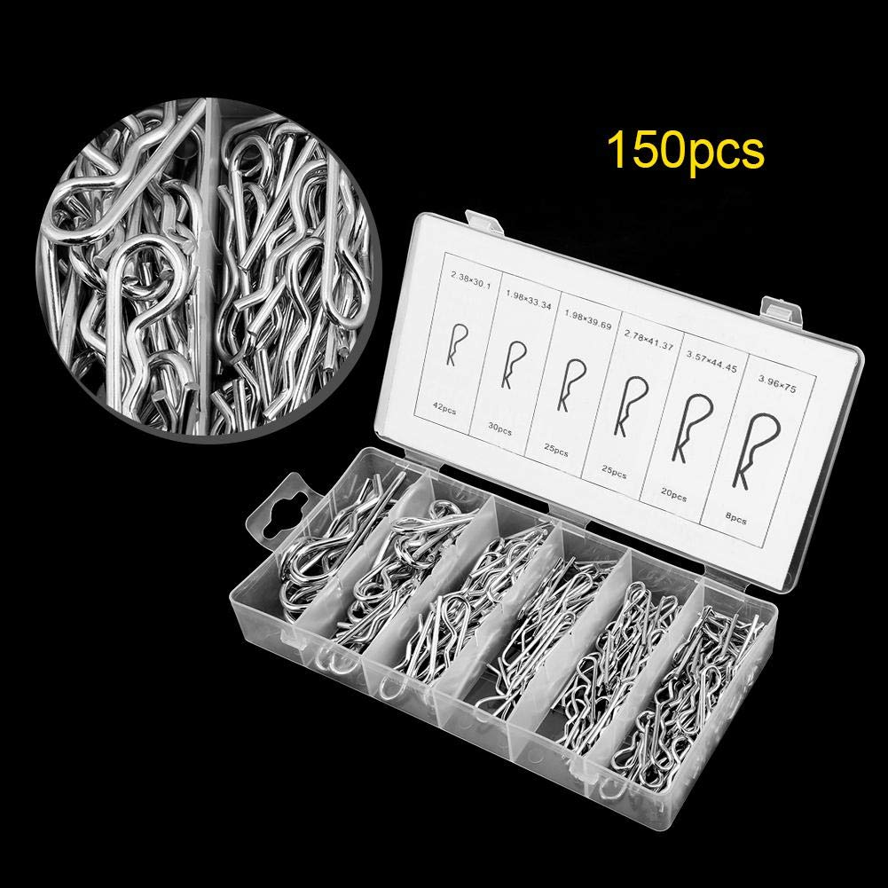 Mkr 150pcs Hair Cotter Pin Assortment 6 Sizes R Pin Tractor Spring Pin Clip Fastener Assortment 
