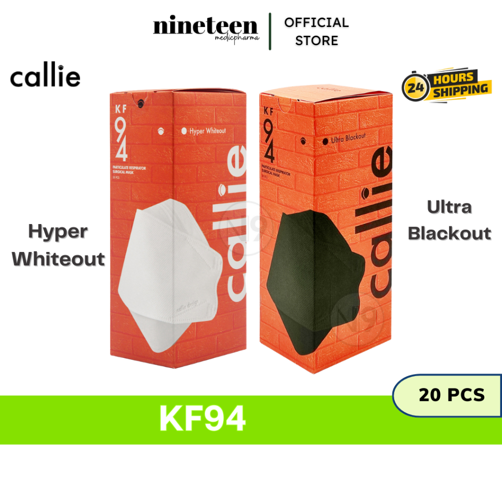 CALLIE BW 3D Series KF94 Respirator Surgical Mask (White/Black) - 20 ...