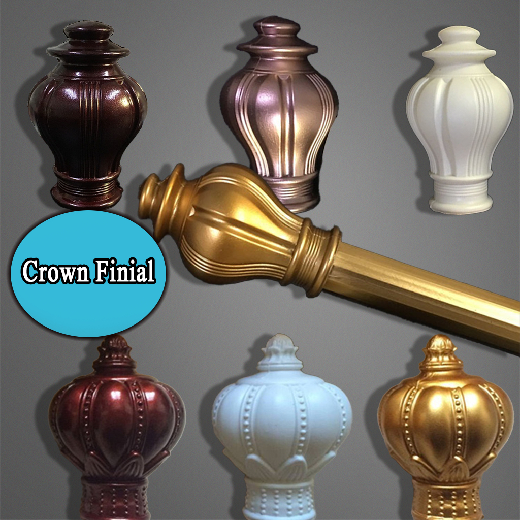 Crown finial end cap/Finial for curtain rod/26-28mm use finial/kepala ...