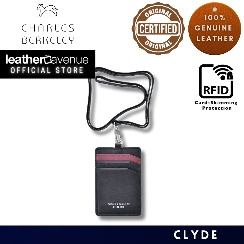Charles Berkeley CLYDE Genuine Calf Leather Lanyard Tag Name Tag Office ...