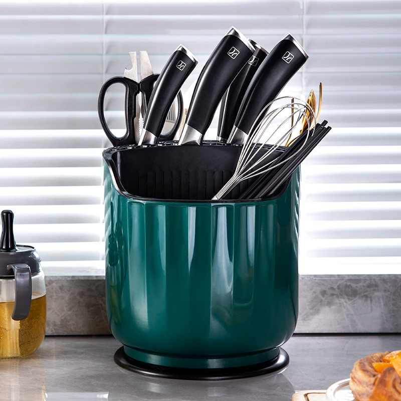 360 Rotating Large Capacity Kitchen Knife Storage Rack Cutlery Holder ...