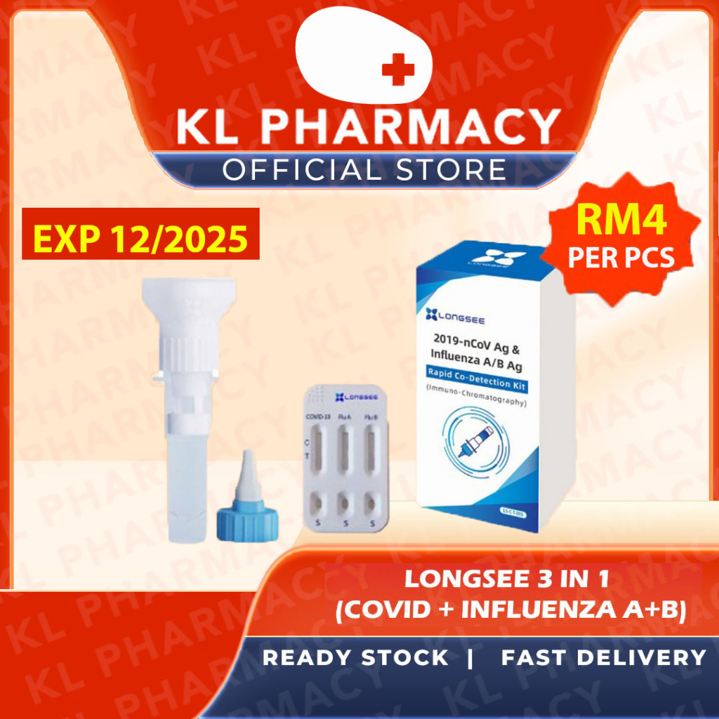 (COVID + INFLUENZA A+B)[SHIPIN24H] LONGSEE 3in1 COVID 19 Saliva Home