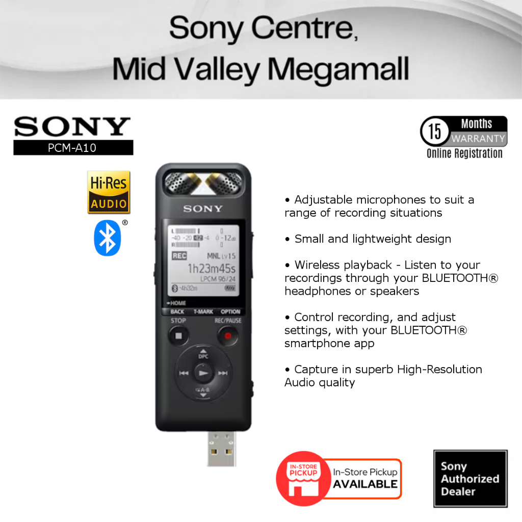 Sony Pcm A Linear Pcm High Resolution Audio Recorder Voice Recorder Gb Shopee Malaysia