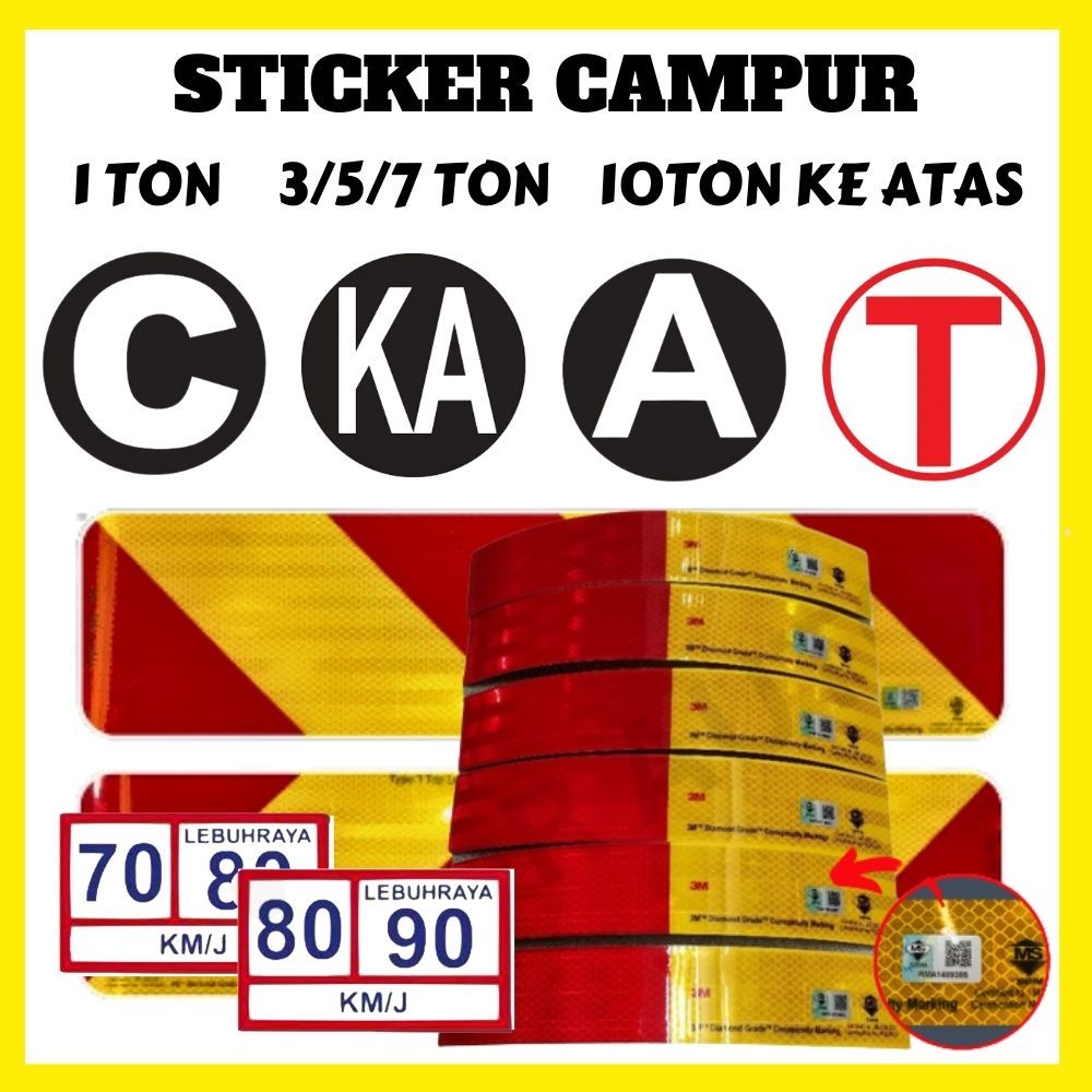 JPJ Sticker 3M Sirim Reflective Sticker 70/80 80/90 T KA C A Sticker ...