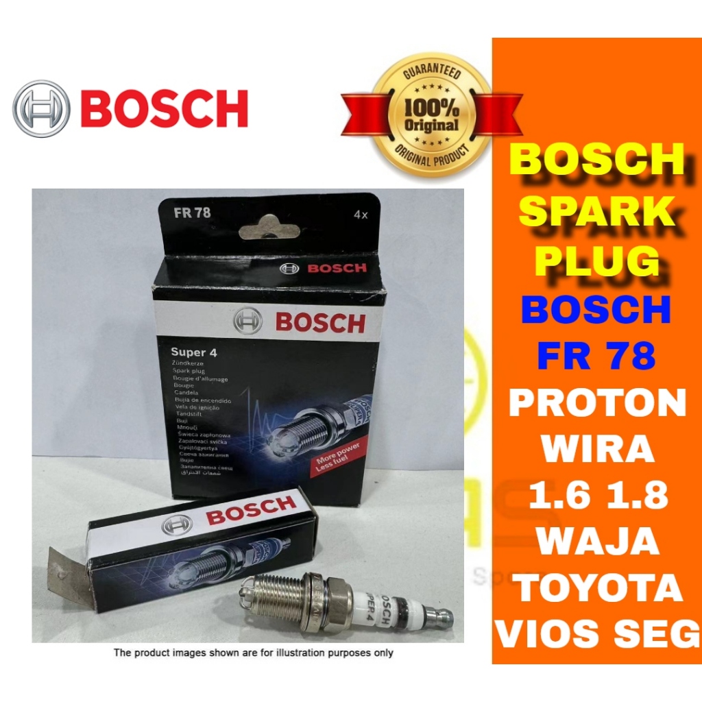 BOSCH SUPER 4 SPARK PLUG FR78 PROTON WAJA 1.6 WIRA 1.6 1.8 TOYOTA VIOS ...