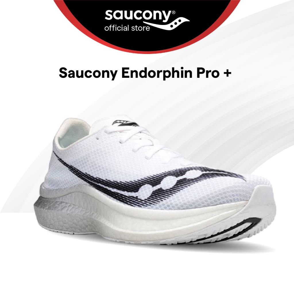 Saucony Endorphin Pro + Road Running Race Shoes Men's - C(WHITE/BLACK ...