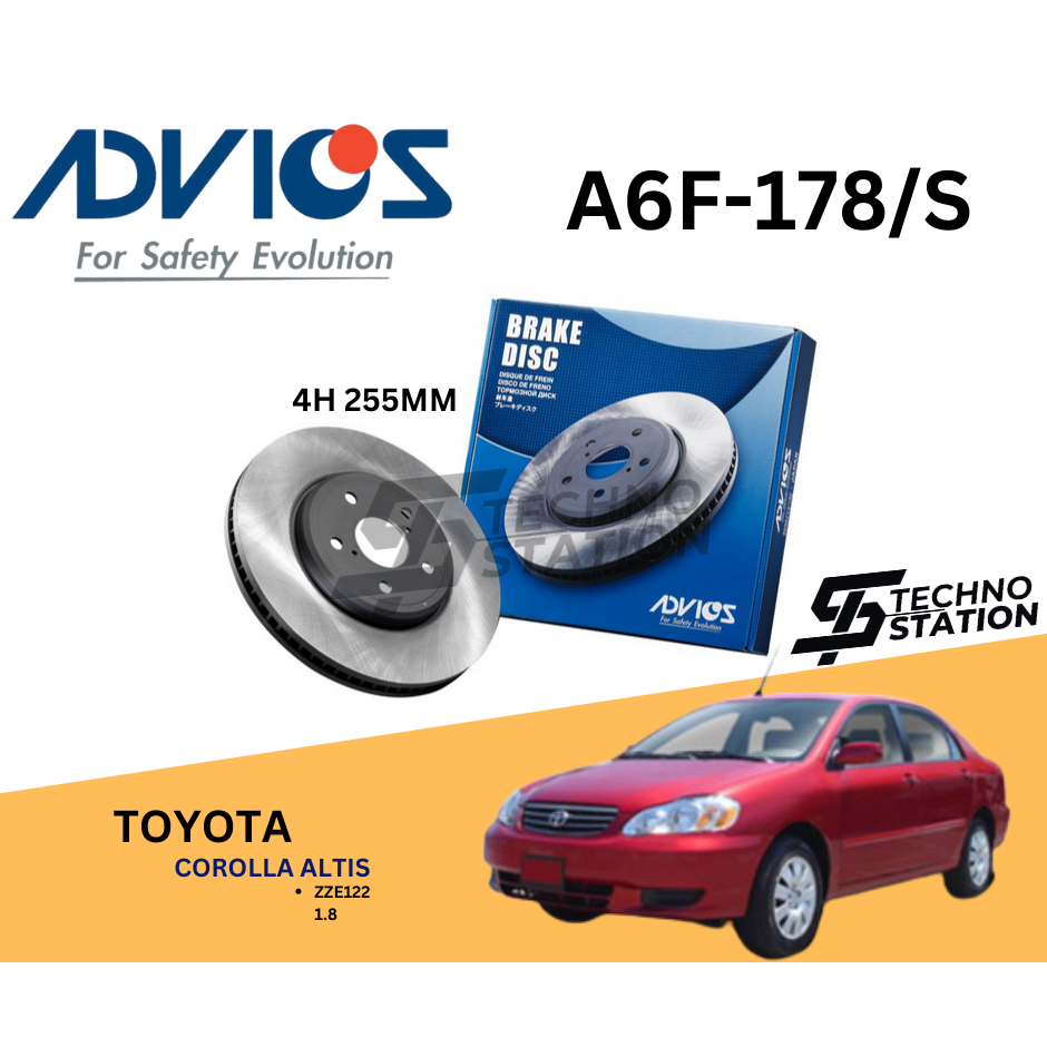 AISIN ADVICS Heavy Duty A6F-178/S Brake Disc Rotor Set Toyota Altis 1.8 ...