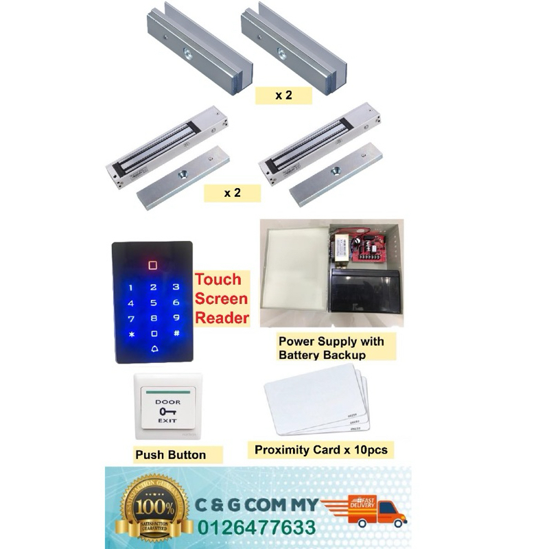 Double lock for 2 Door door Access System with backup battery, touch ...