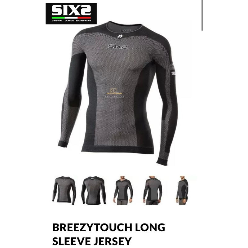 SIX2 Jersey Antivento Unisex Da Ciclismo - Manica Lunga - Rosso/Nero - Taglia S - 6