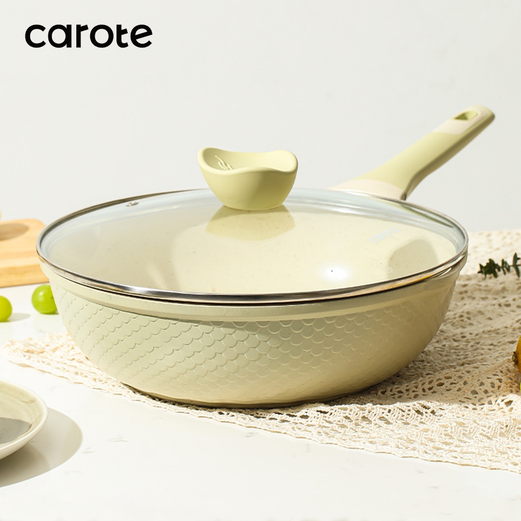 CAROTE Non Stick Frying Wok, Deep Frying Pan, Dishwasher Safe, Suitable