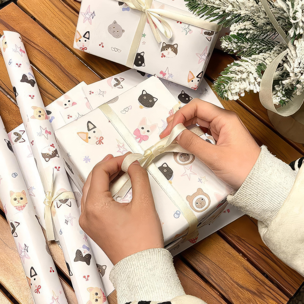 🇲🇾 2pcs Star Cat Dog Gift Wrapping Paper Present Wrappers 生日