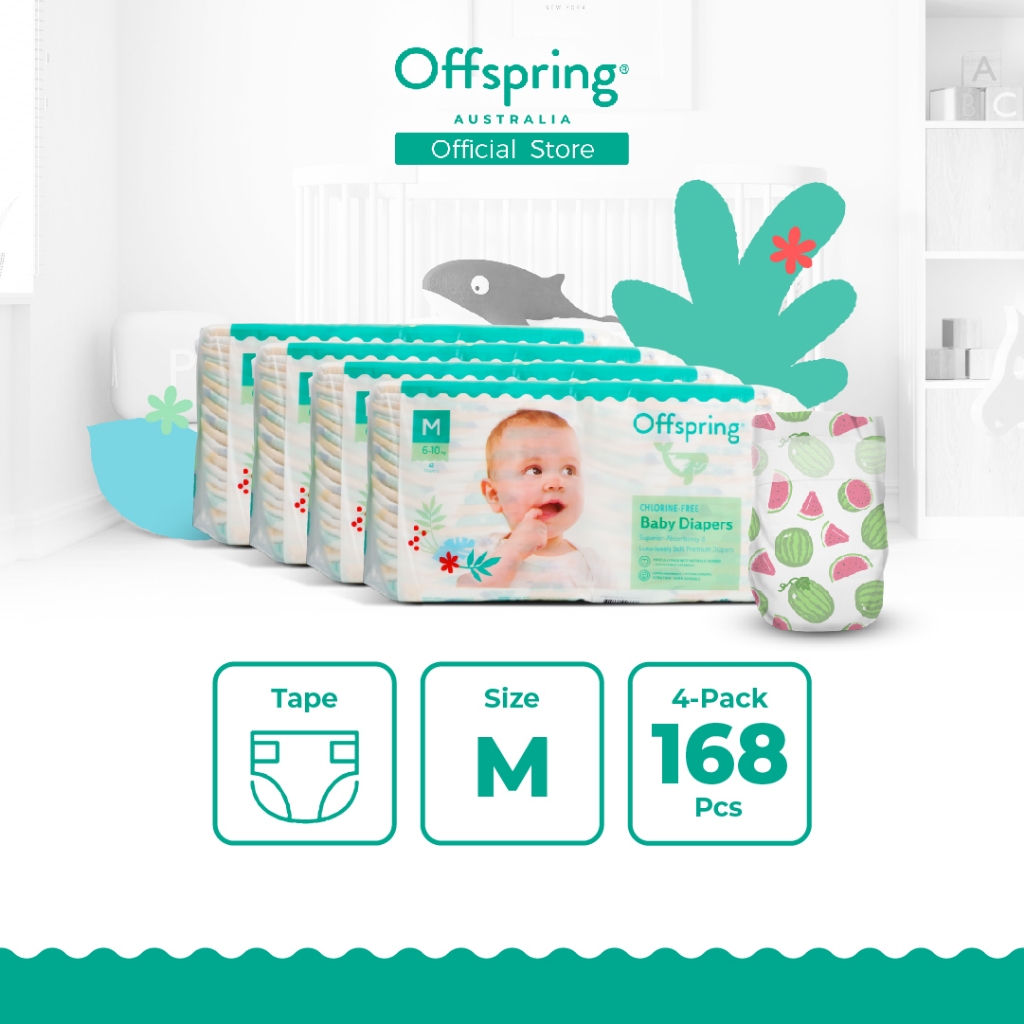 Offspring Fashion Baby Diapers Tape M (168pcs) [4 Packs] | Shopee Malaysia