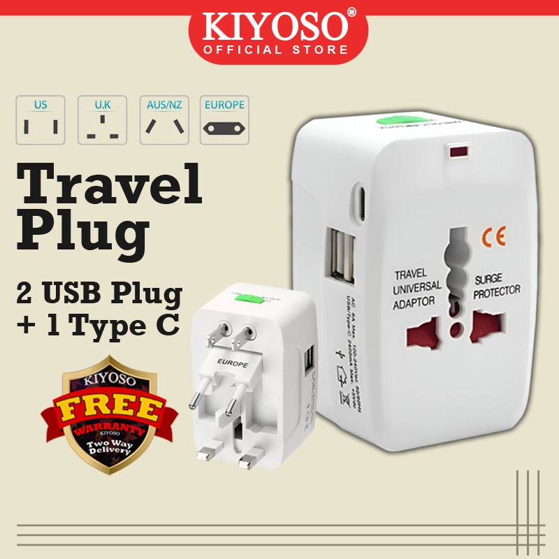 KIYOSO Universal Adapter Type C Plug Socket USB Charger Travel Kit ...