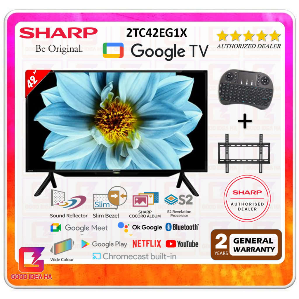 【FREE BRACKET TV + WIRELESS KEYBOARD】SHARP AQUOS 42" Full HD Google TV