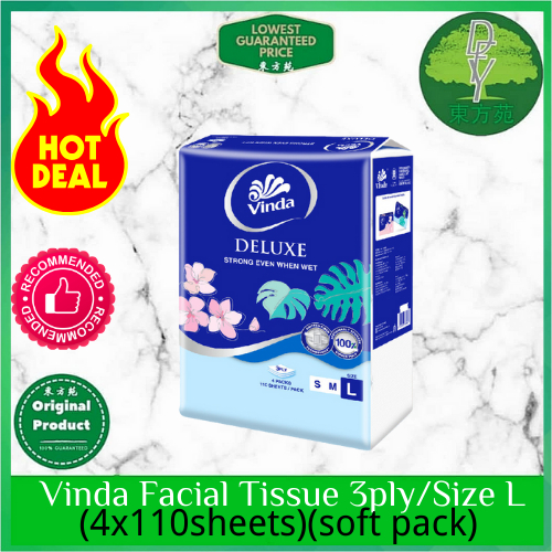 Vinda Deluxe Soft Pack Facial Tissue Large (4x110s) | Shopee Malaysia