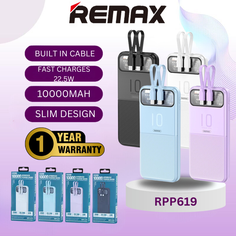 NEW STOCK Remax RPP-619 Fast Charging Built In Cable Fruit & Type C 20W ...