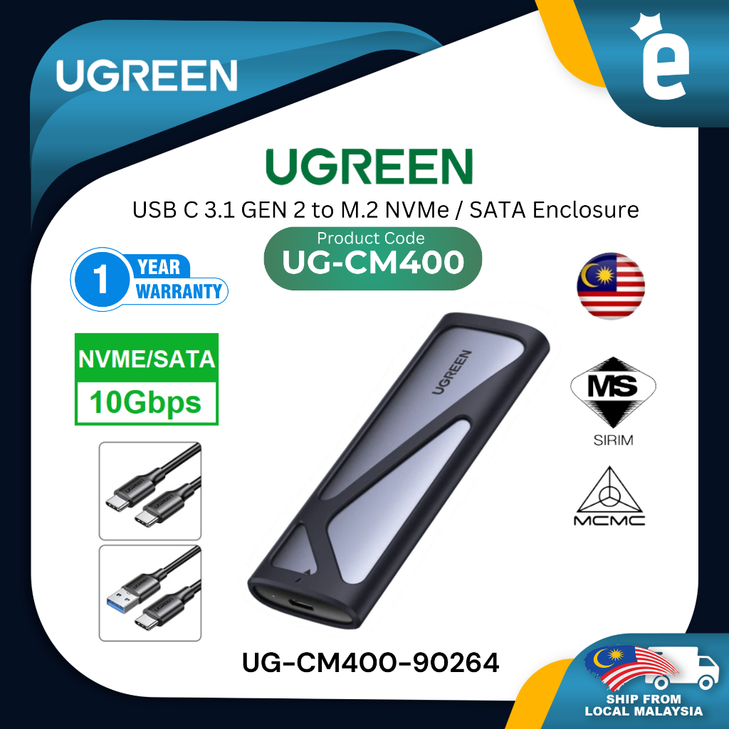 UGREEN USBC FEMALE TO M.2 NVME (10GBPS) / M.2 SATA NGFF (5GBPS) / M.2