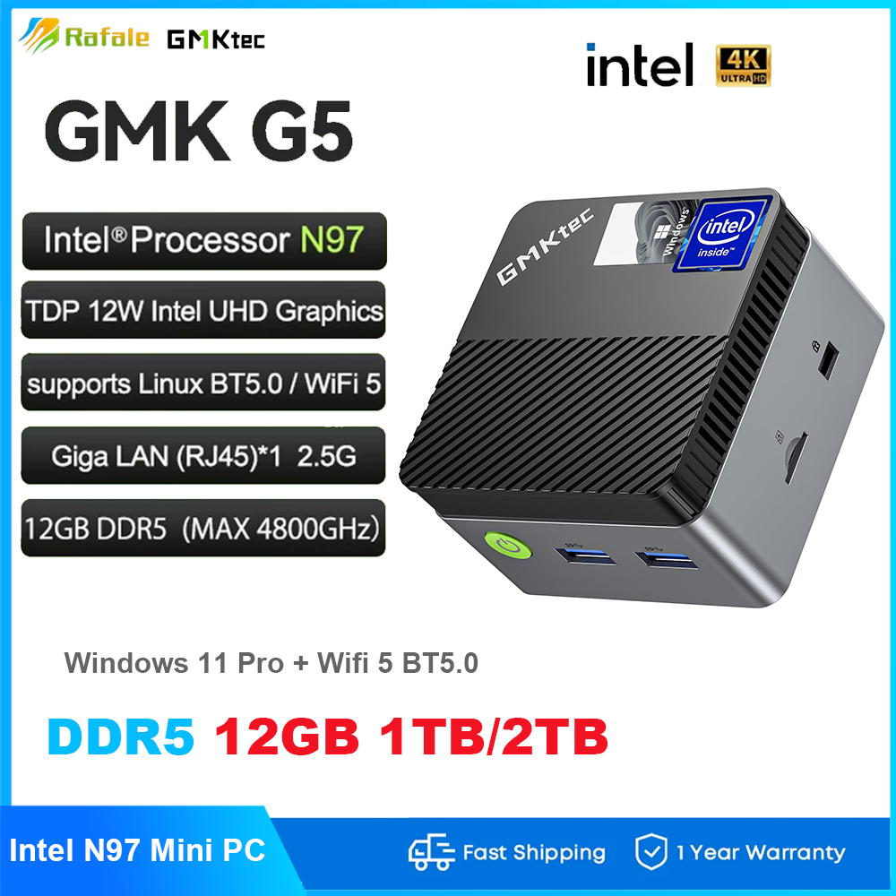 Desktop Pcs GMKtec Nucbox G5 Mini PC Intel N97 - 12GB DDR5 512GB