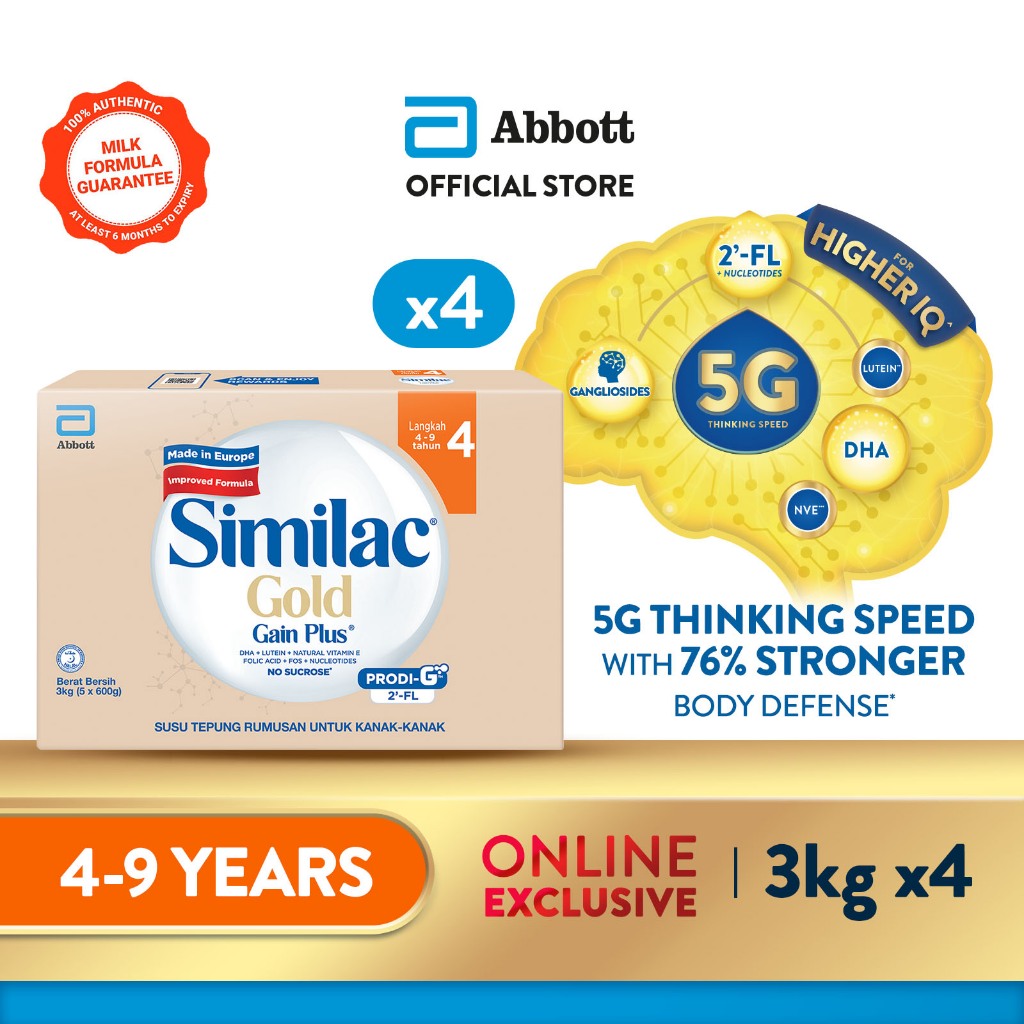 Similac Gold Gain Plus Step 4 Growing Up Milk for Faster Learning BIB ...