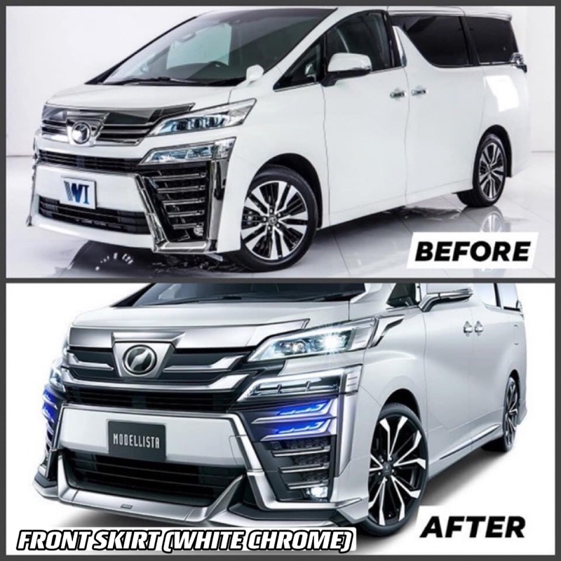 TOYOTA VELLFIRE 2018 2023 ZG AERO MODELLISTA BODYKIT WHITE CHROME FRONT LIP SKIRT DOOR PANEL BODY KIT PP CHROME Shopee Malaysia