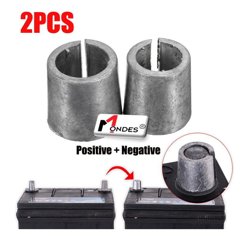 (2 PCS) Car Battery Terminal Post Adapter Adaptor Shim Positif Negatif