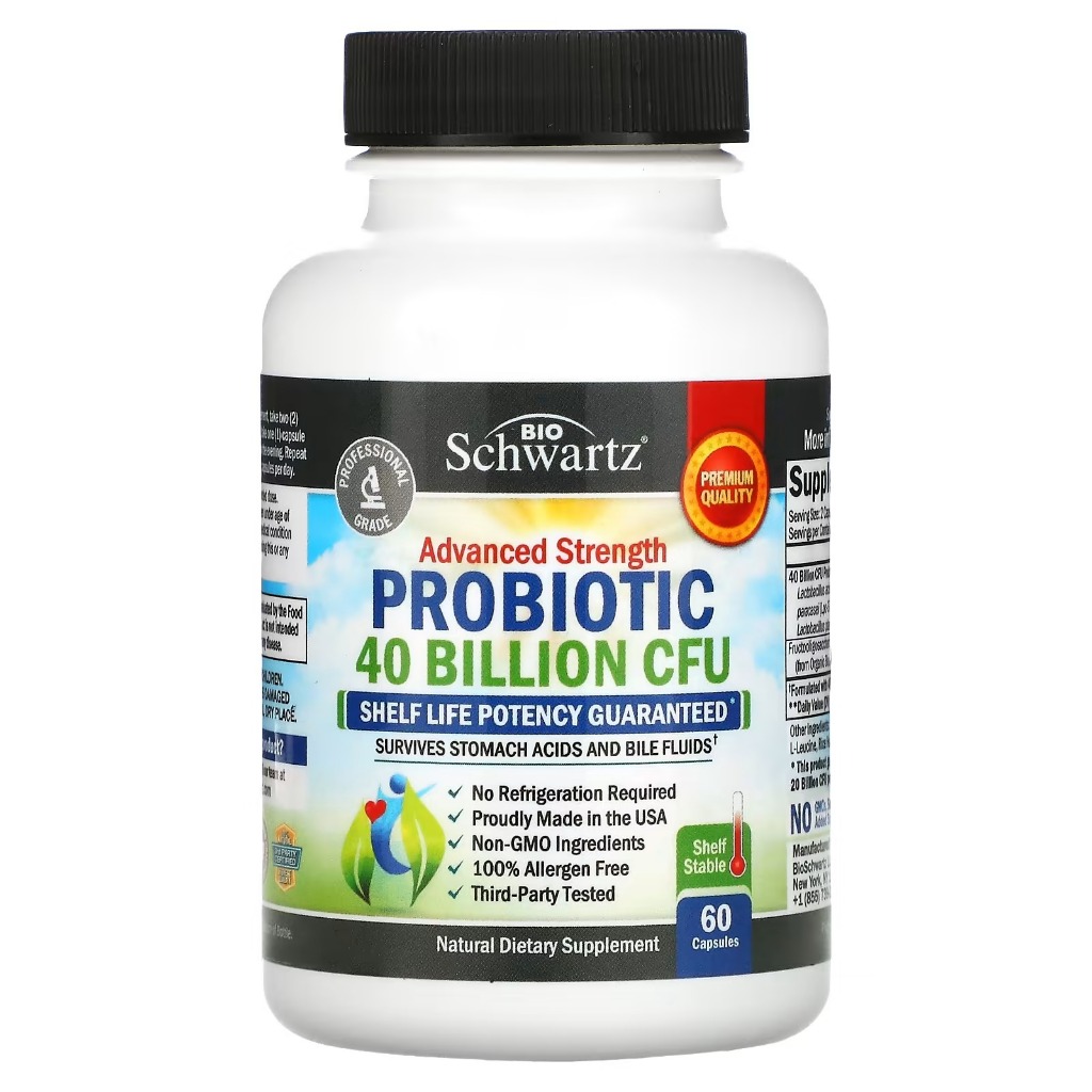 BioSchwartz, Advanced Strength Probiotic, 40 Billion CFU, 60 Capsules ...