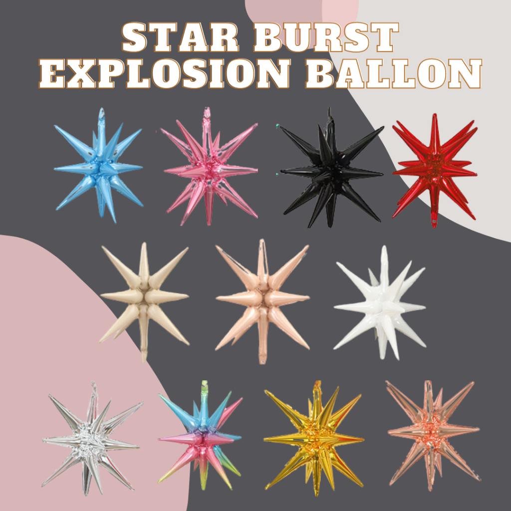 MY Ready Stock 22 INCH 4D Star Burst Explosion Foil Balloon Birthday ...