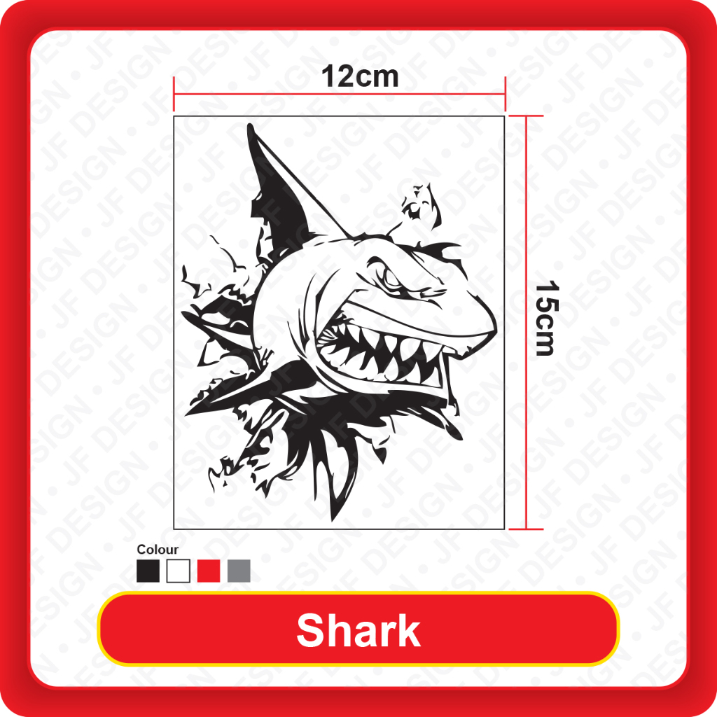 [512]Quality Car Sticker Shark [12cm x 15cm][Sticker Cutting][Black ...