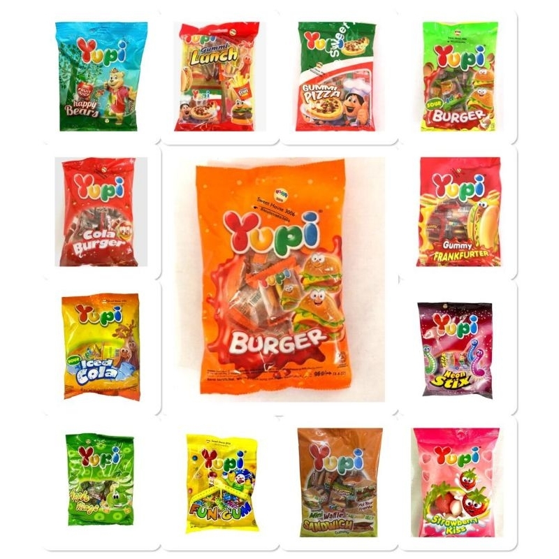 Yupi 100g Gummy Sweet Candy Series Sour Cola Burger Pizza Lunch ...