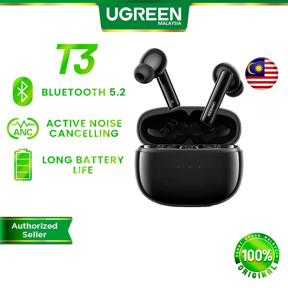 UGREEN HiTune T3 TWS Wireless Earbuds ANC Bluetooth 5.2 Wireless Earphones Transparency Mode Deep Bass Touch Control Shopee Malaysia