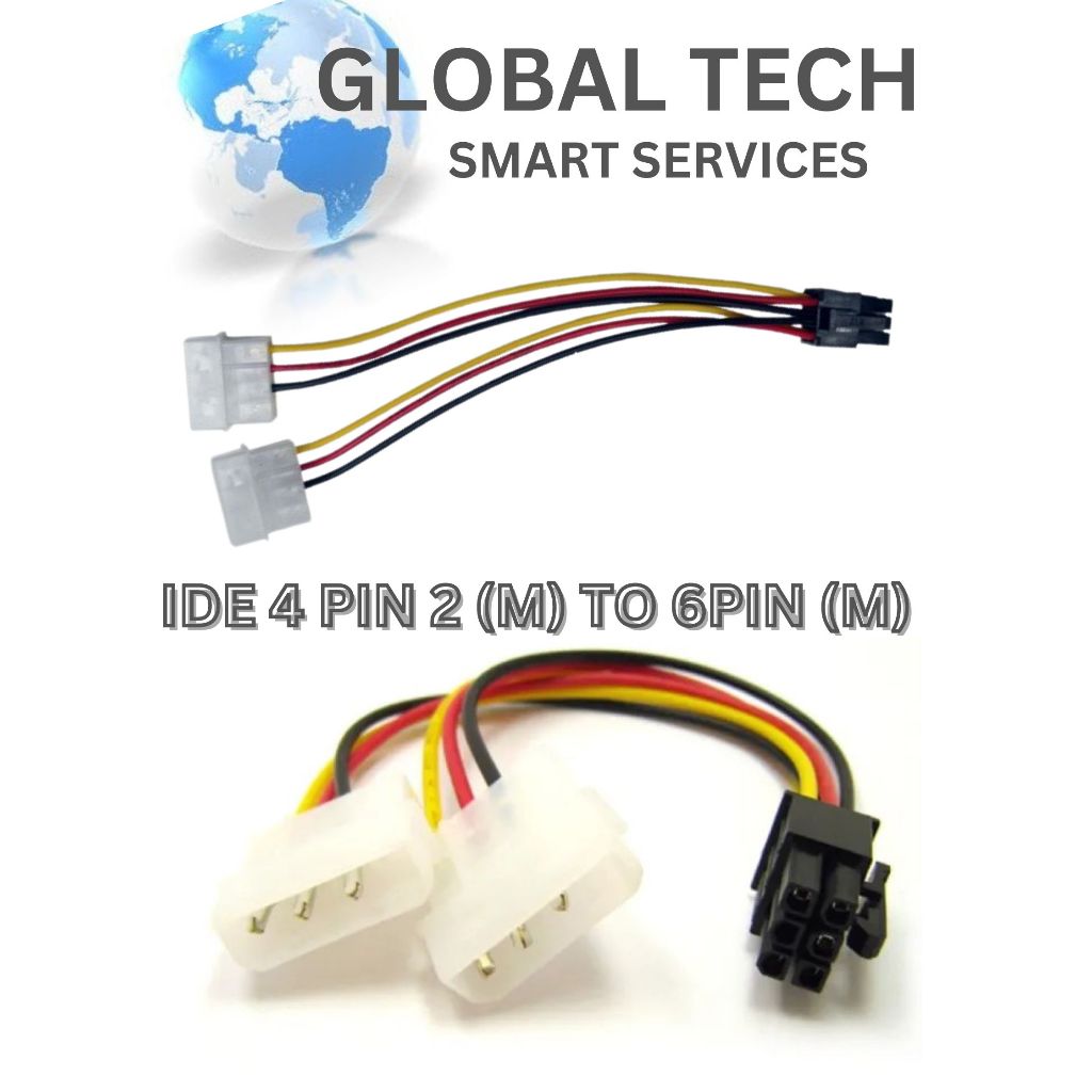 IDE 4Pin 4 Pin male to 6 Pin Female 6Pin Graphics Video Card Converter ...