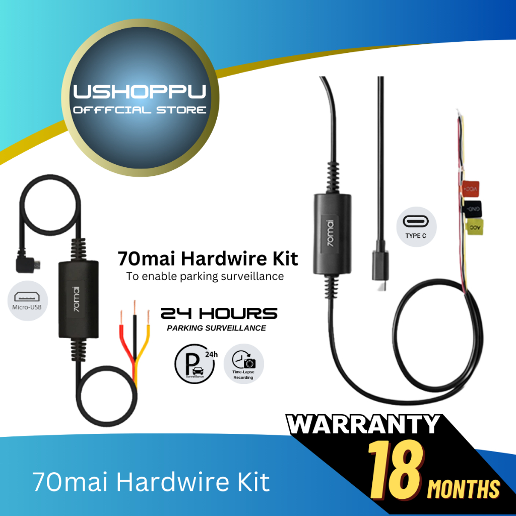 70mai Hardwire Kit Fuse Cable for Dash Cam – 24H Parking Monitor (UP02 ...