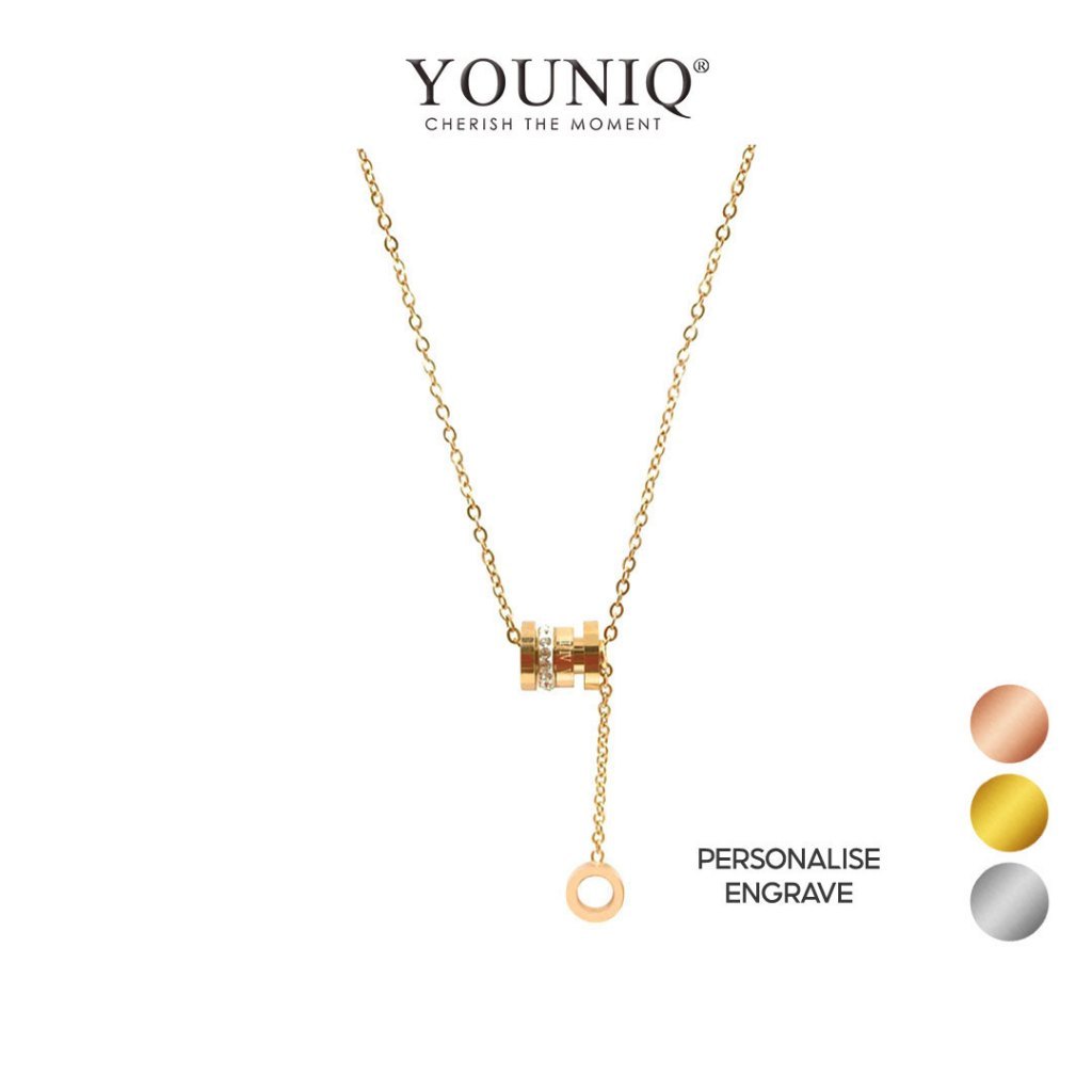 YOUNIQ Laurel 18K Rosegold/Gold/Silver Titanium Drop Necklace with