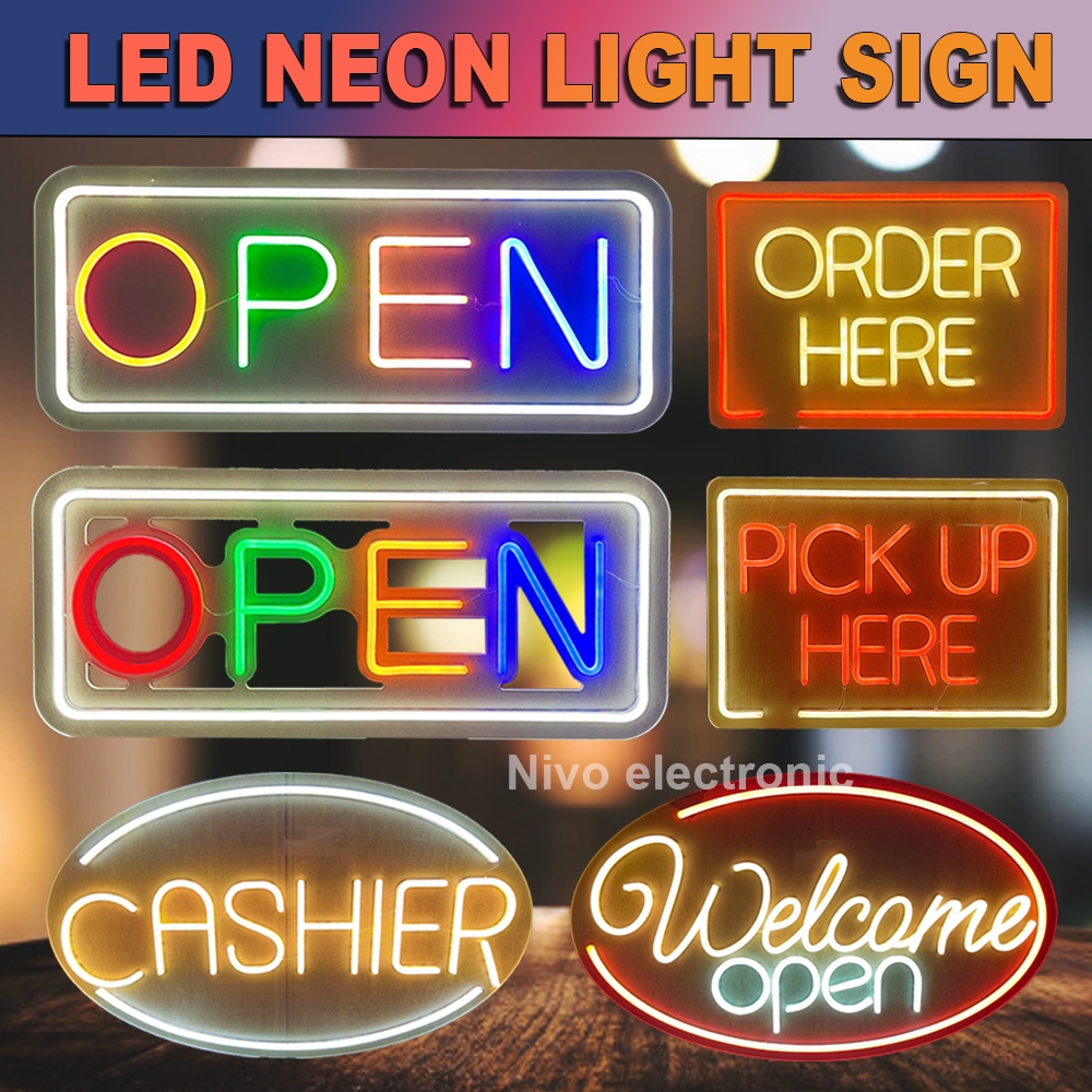 Neon Sign LED Night Light Ultra Bright Colorful Sign Open Business Neon ...
