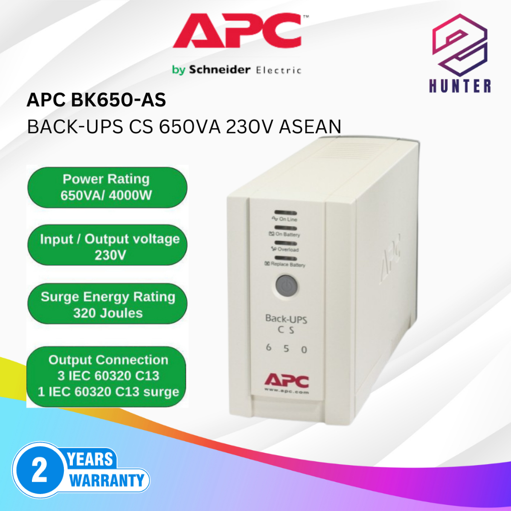 APC BK650-AS BACK-UPS CS 650VA 230V ASEAN, APC UPS | Shopee Malaysia