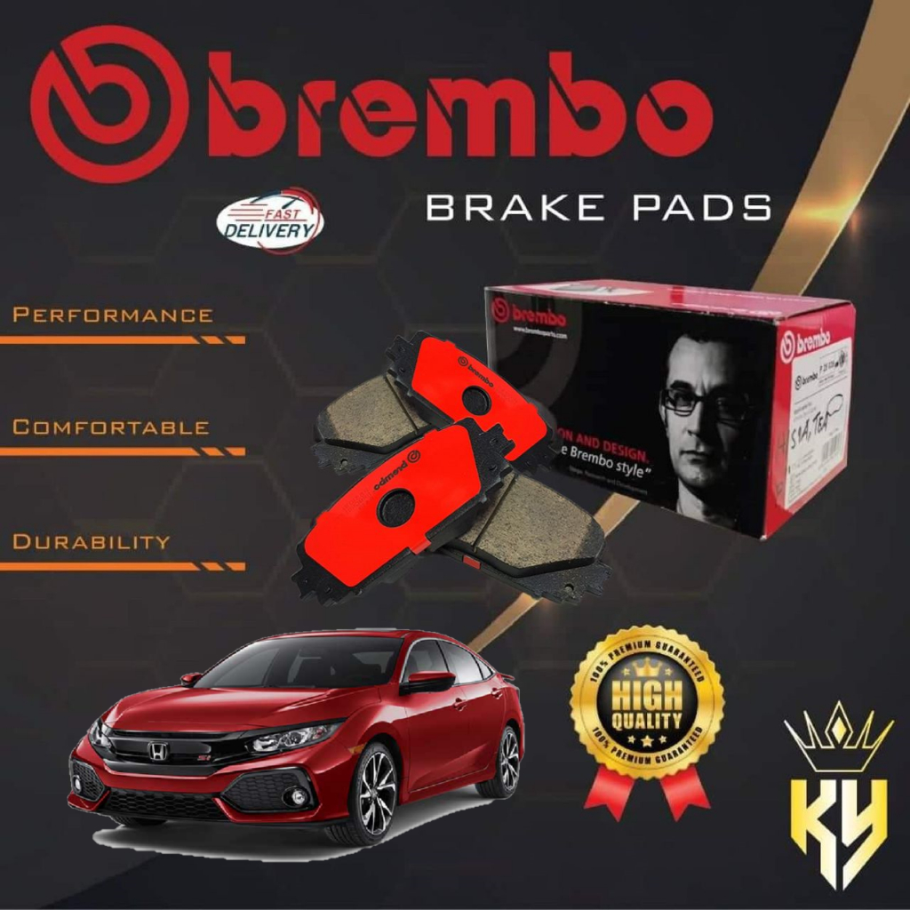 H HENZIKON Front & Rear Ceramic Brake Pads Kit – For Honda Civic 1.5L 2.0L 2016-2021 – Direct Replacement BRKPK176
