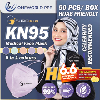 【SurgiPlus】Hijab Series KN95 5ply & KF94 4ply Medical Face Mask  - 【Individual packing】 1Box=50pcs