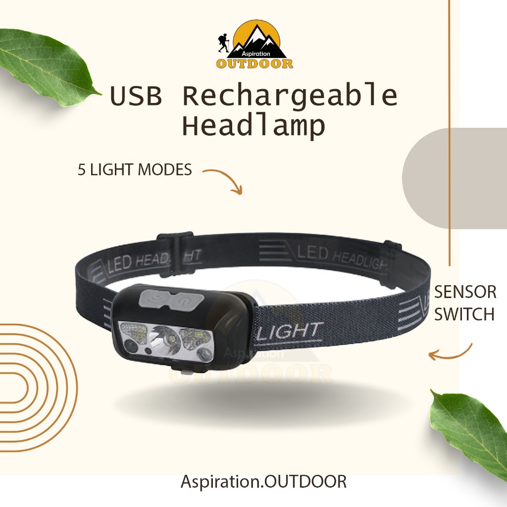 Fronzino LED Ricaricabile USB 5 LED 500 Lumen Per Campeggio E Pesca - Modello EHL0584