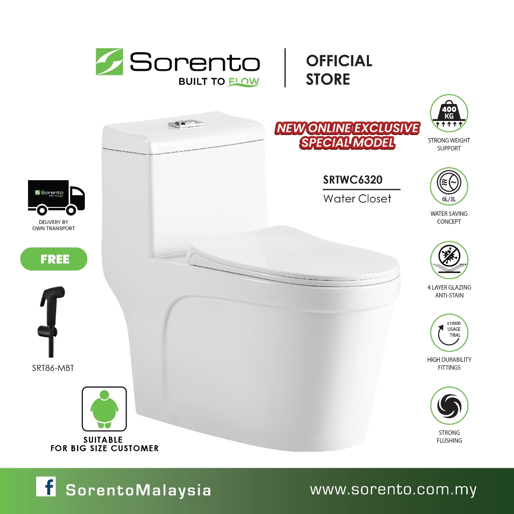 SORENTO BIG SIZE WC One Piece water closet washdown strong flushing S ...