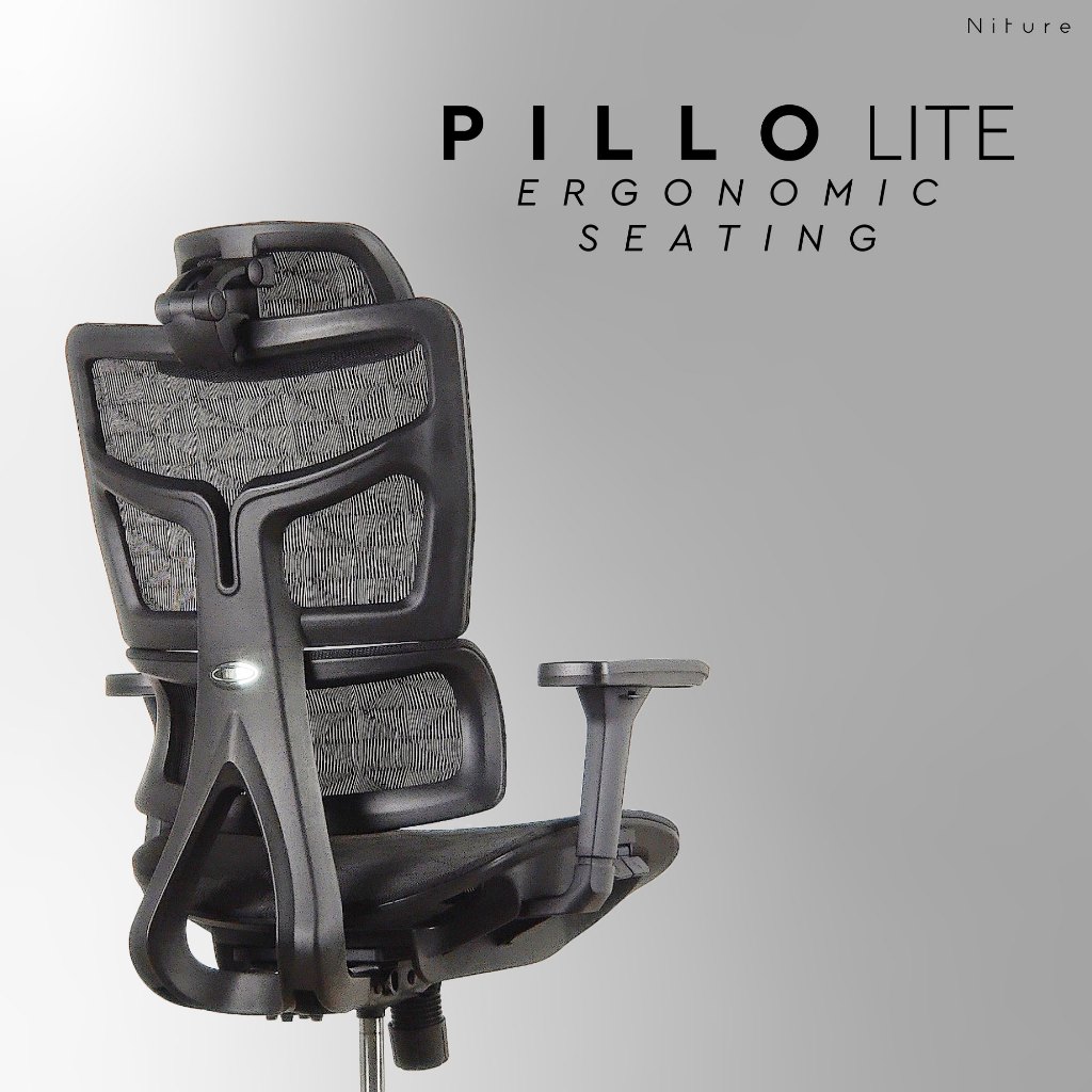 PILLO LITE Office Chair/Ergonomic Chair/High Back Mesh Chair/Kerusi ...